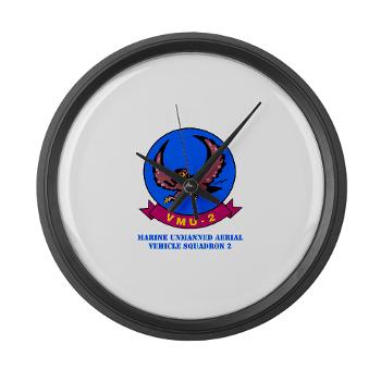MUAVS2 - M01 - 03 - Marine Unmanned Aerial Vehicle Squadron 2 (VMU-2) with Text - Large Wall Clock - Click Image to Close